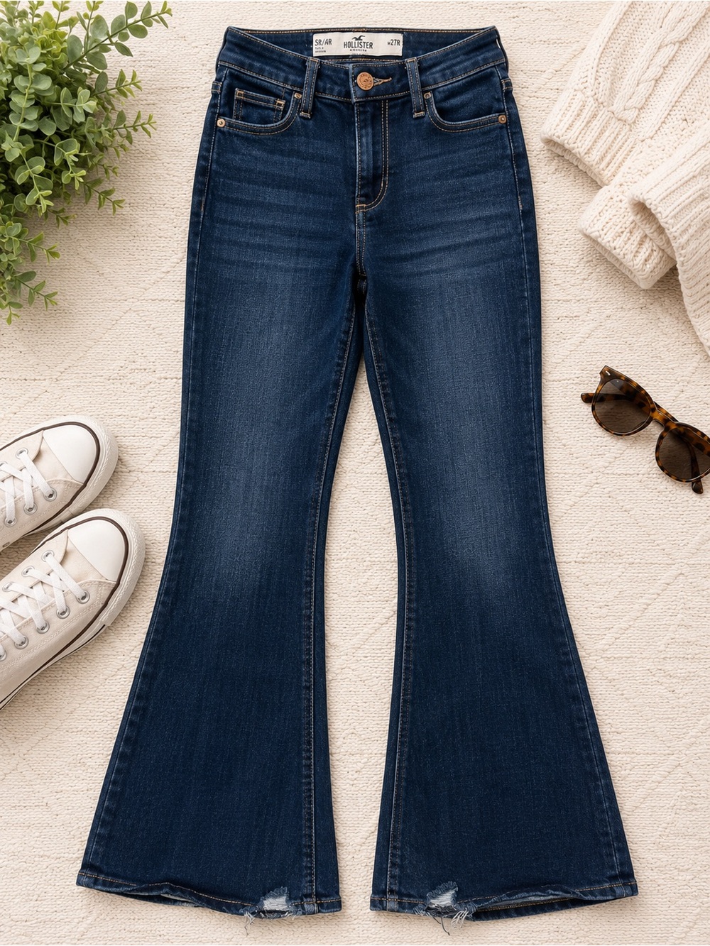 Hollister Dark Indigo High-Rise Flare Jeans